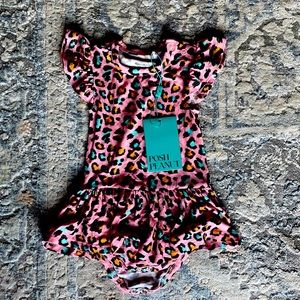 Posh Peanut pink leopard print baby onesie